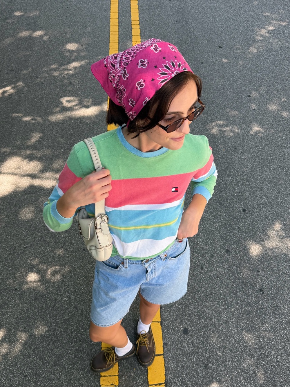 Tommy Hilfiger Girls' Stripe Long-Sleeve Tee - Pink, Green & Blue